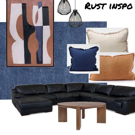 Sam living room update Rust blue inspo Interior Design Mood Board by marie on Style Sourcebook