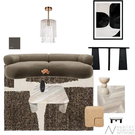 Benjamin Moore Silhouette AF-655 and White Minimal Bold Living Room Interior Design Mood Board by ANNEKE NOMURA INTERIORS on Style Sourcebook