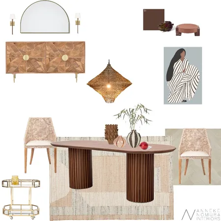Contemporary Tropical Mid-Century Dining Room Interior Design Mood Board by ANNEKE NOMURA INTERIORS