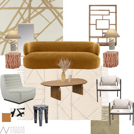 Contemporary Mid-Century Living Room - Tri-Shag Rug Interior Design Mood Board by ANNEKE NOMURA INTERIORS on Style Sourcebook