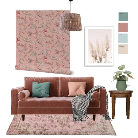 Vintage Boho Living Room Wallpaper Interior Design Mood Board by Kerry Warnholtz on Style Sourcebook