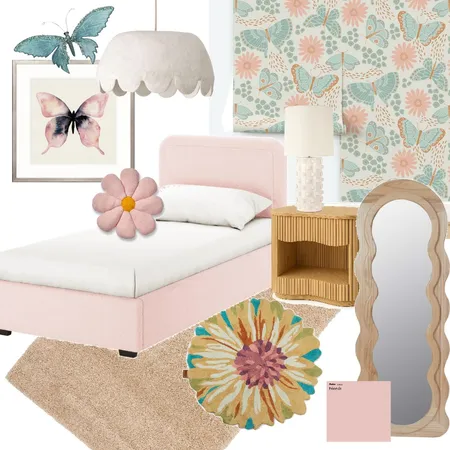Floral Butterfly Bedroom Interior Design Mood Board by latheandquill