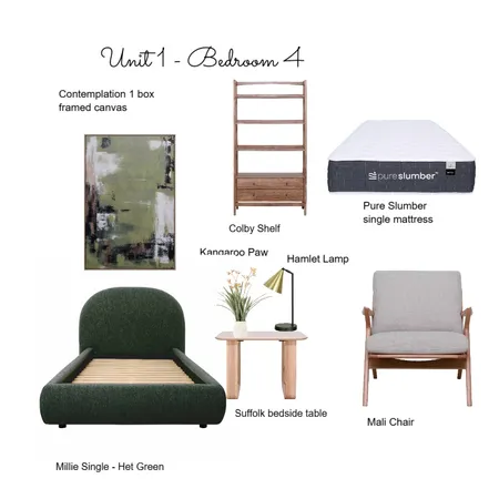 Mittagong - Unit 1 - Bedroom 4 Interior Design Mood Board by elenaz@ozdesign.com.au