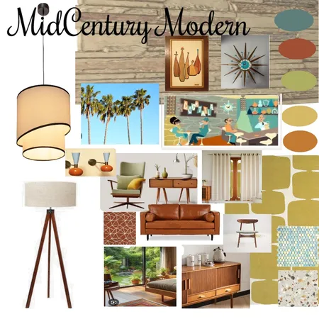 Mid Century Modern Interior Design Mood Board by KatMerc