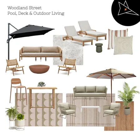 Woodland Pool, Deck & Outdoor Living V2 Interior Design Mood Board by Fox + Ko