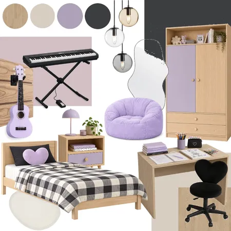 Primer moodboard TP1 dormitorio niña Interior Design Mood Board by barbyd8