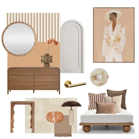 Warm Bedroom Interior Design Mood Board by ellie.sawyer317