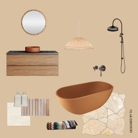 Warm Organic Bathroom Interior Design Mood Board by DebJordan101@gmail.com