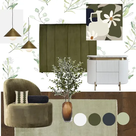 green and white bedroom Interior Design Mood Board by Pauline Buchanan
