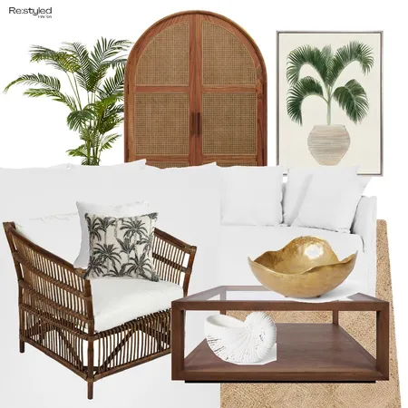 Tropical Colonial Style Living Room Interior Design Mood Board by Restyled Interiors