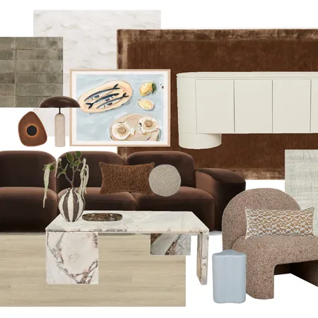 Choc Brown & Powder Blue Interior Design Mood Board by Genevieve Erougian