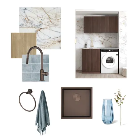 Laundry - chocolate and dusty blue Interior Design Mood Board by ZURE