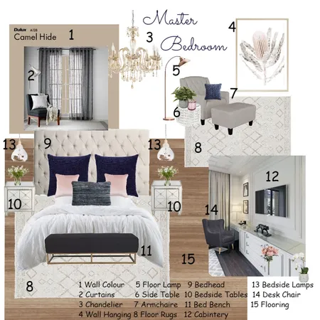 Master Bedroom Interior Design Mood Board by ksadik