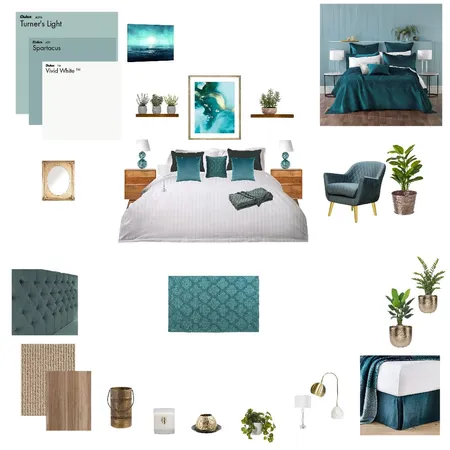 Green Contemporary Bedroom Interior Design Mood Board by njparker@live.com.au