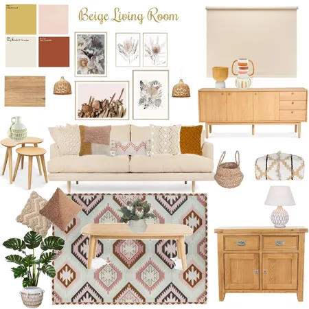BEIGE LIVING ROOM Interior Design Mood Board by missmarple