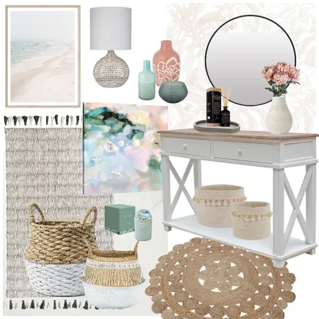 Small entryway hallway pink teal Interior Design Mood Board by stephc.style