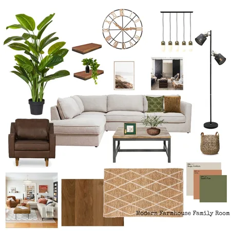 Modern Farmhouse Family Room Interior Design Mood Board by CAquilino
