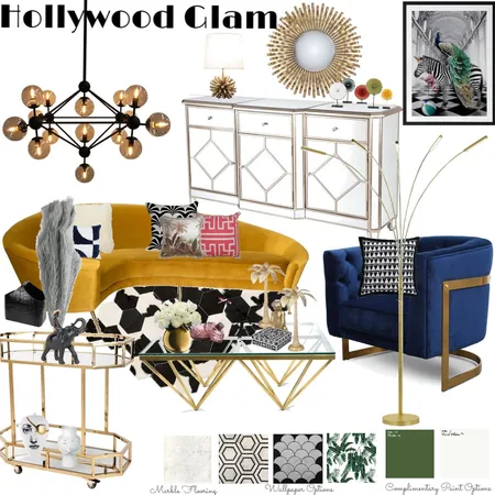 Hollywood Glam Interior Design Mood Board by Nella Evans