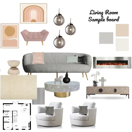 Sample Board Living Room Interior Design Mood Board by Danche