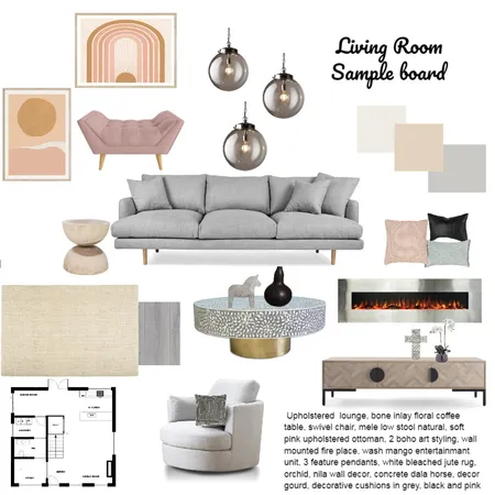 Sample Board Living Room Interior Design Mood Board by Danche