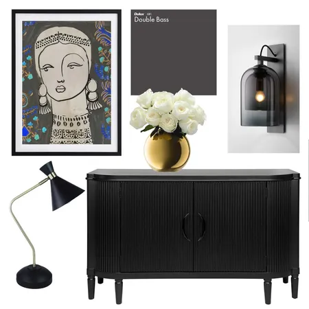 black and gold Interior Design Mood Board by CourtneyBaird
