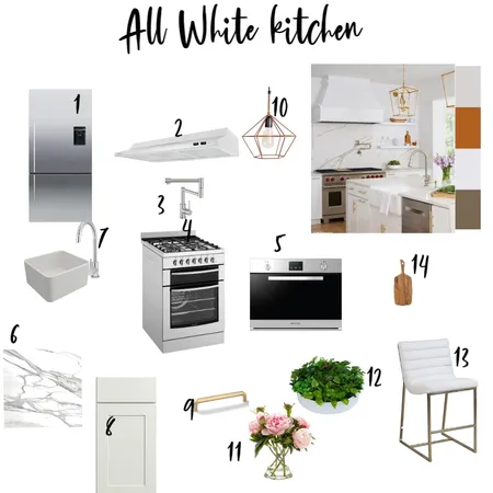 all white kitchen Interior Design Mood Board by Swapna mahesh