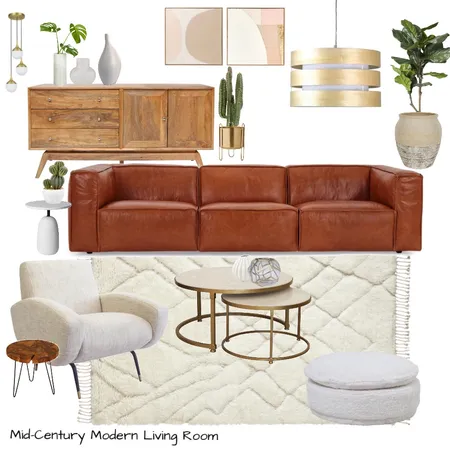 Mid-Century Modern Living Room Interior Design Mood Board by stylefusion