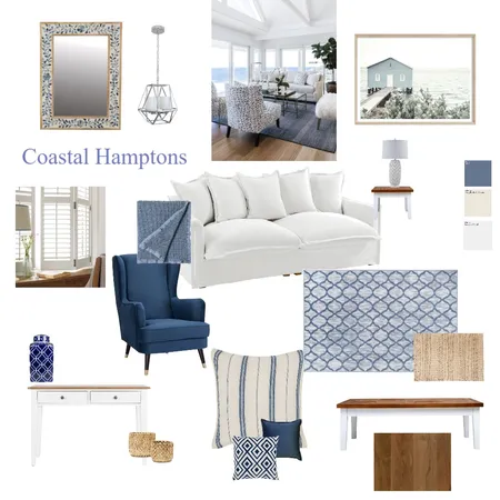 Coastal Hamptons Interior Design Mood Board by ShazDesign