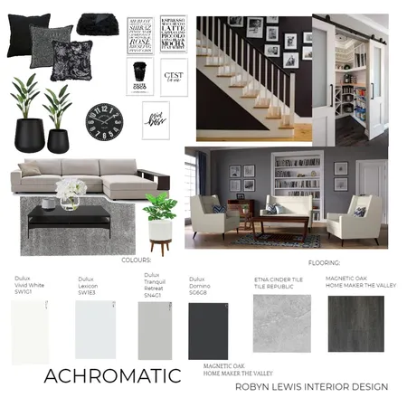 ACHROMATIC Moodboard A-6 Interior Design Mood Board by RobynLewisCourse