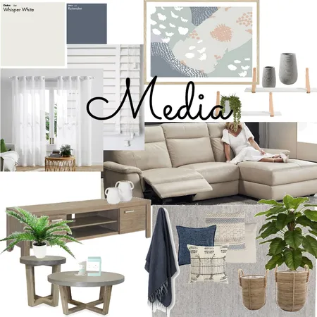 Relaxed Coastal Media Room Interior Design Mood Board by restyledinteriors