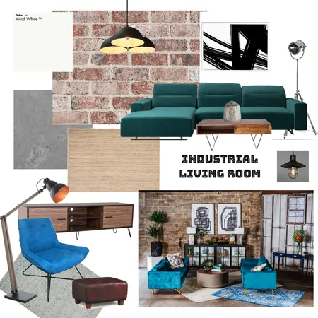 Industrial Living Room Interior Design Mood Board by Sylwia