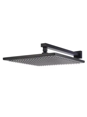 Meir | MATTE BLACK SQUARE WALL SHOWER W/300MM SHOWER ROSE W/400MM ARM by Meir, a Shower Heads & Mixers for sale on Style Sourcebook