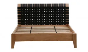 Amsterdam Queen Bed Frame in Clear Lacquer / Black Leather by OZ Design, a Beds & Bed Frames for sale on Style Sourcebook