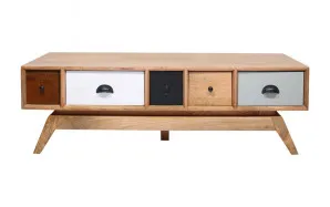 Sari Art Coffee Table with Drawers 130cm in Clear / Multi by OZ Design, a Coffee Table for sale on Style Sourcebook