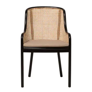 Totti Dining Chair in Black Frame / Natural Wicker by OZ Design, a Dining Chairs for sale on Style Sourcebook