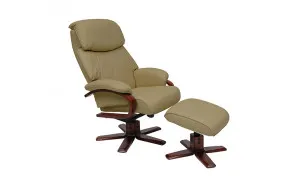 Turner Recliner Chair + Ottoman in Almond / Chocolate Leg by OZ Design, a Chairs for sale on Style Sourcebook
