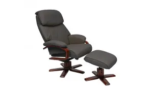 Turner Recliner Chair + Ottoman in Charcoal / Chocolate Leg by OZ Design, a Chairs for sale on Style Sourcebook