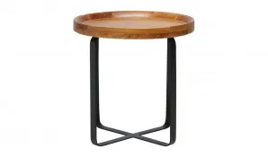 Zambia Round Low Side Table 45cm in Natural / Black by OzDesignFurniture, a Side Table for sale on Style Sourcebook