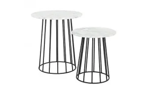 Trenton Round Low Side Table 40 x 44cm in White Marble by OzDesignFurniture, a Side Table for sale on Style Sourcebook