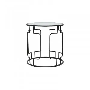 Stella Round Side Table 50cm in Iron Black / Glass by OzDesignFurniture, a Side Table for sale on Style Sourcebook
