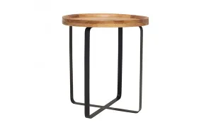 Zambia Round High Side Table 55cm in Natural / Black by OzDesignFurniture, a Side Table for sale on Style Sourcebook