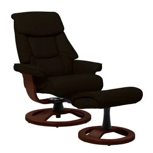 Reggie Recliner Chair + Ottoman in Black / Chocolate Leg by OZ Design, a Chairs for sale on Style Sourcebook