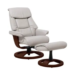 Reggie Recliner Chair + Ottoman in Grey / Chocolate Leg by OZ Design, a Chairs for sale on Style Sourcebook