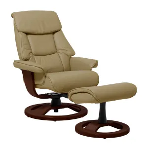 Reggie Recliner Chair + Ottoman in Almond / Chocolate Leg by OZ Design, a Chairs for sale on Style Sourcebook
