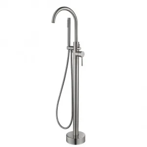 Brushed Nickel Brass Floor Standing Bath Set Taps by Just in Place, a Bathroom Taps & Mixers for sale on Style Sourcebook