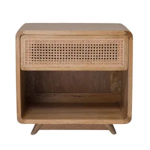 Willow Bedside Table 60cm in Mangowood Clear / Rattan by OZ Design, a Side Table for sale on Style Sourcebook