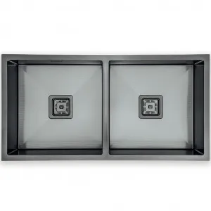 Squareline Double Bowl Sink Linen - Gun Metal by Häfele, a Kitchen Sinks for sale on Style Sourcebook