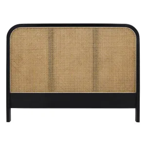 Willow Queen Bed Framehead in Mangowood Black / Rattan by OZ Design, a Bed Heads for sale on Style Sourcebook