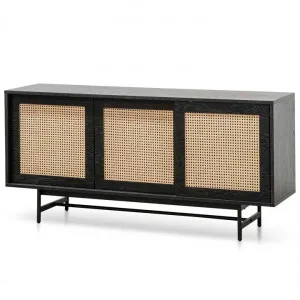 Debora Oak Buffet Unit - Black with Natural Rattan Doors - Last one by Interior Secrets - AfterPay Available by Interior Secrets, a Sideboards, Buffets & Trolleys for sale on Style Sourcebook