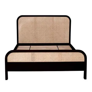Willow Queen Bed Frame in Mangowood Black / Rattan by OZ Design, a Beds & Bed Frames for sale on Style Sourcebook